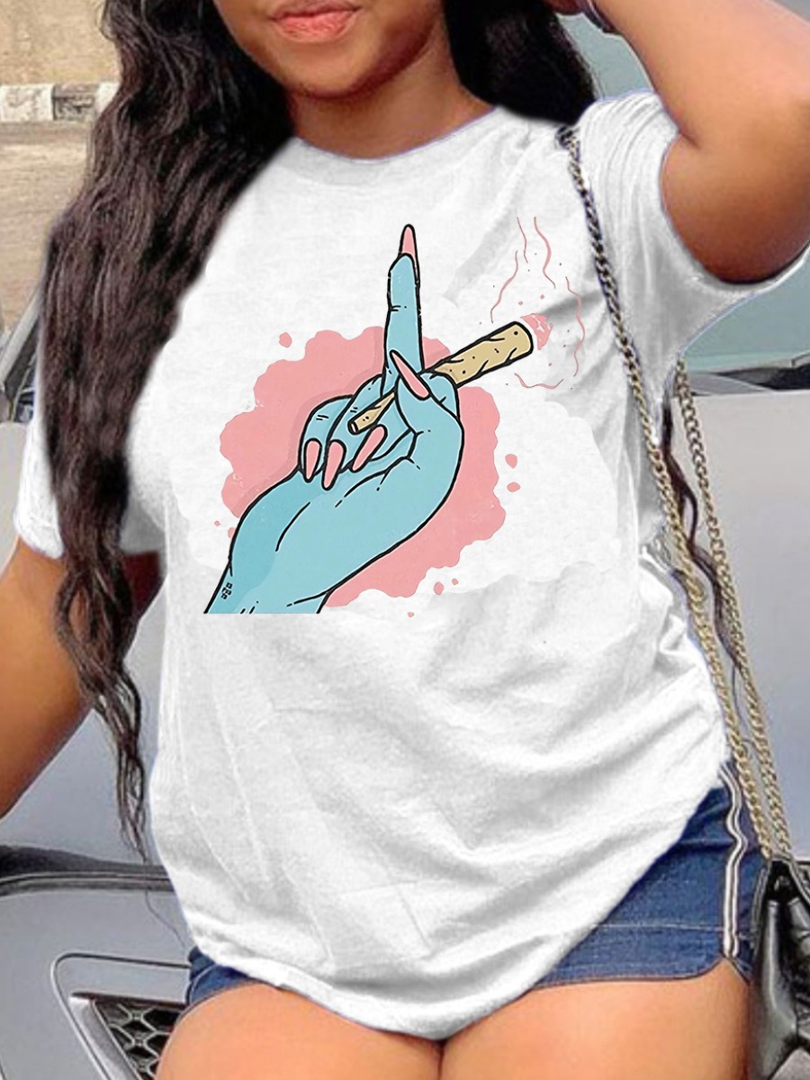LW Round Neck Cigarette Print T-shirt