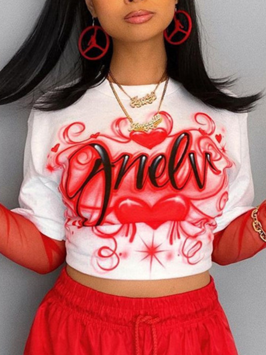 

Lovely Street O Neck Letter Print White T-shirt