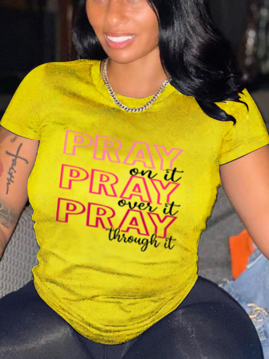 LW Round Neck Letter Print T-shirt