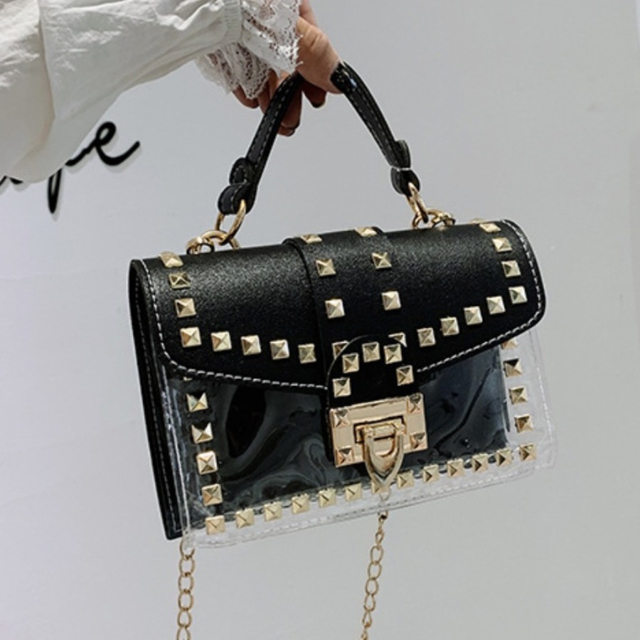 

LW Casual Rivet Decoration Black Crossbody Bags