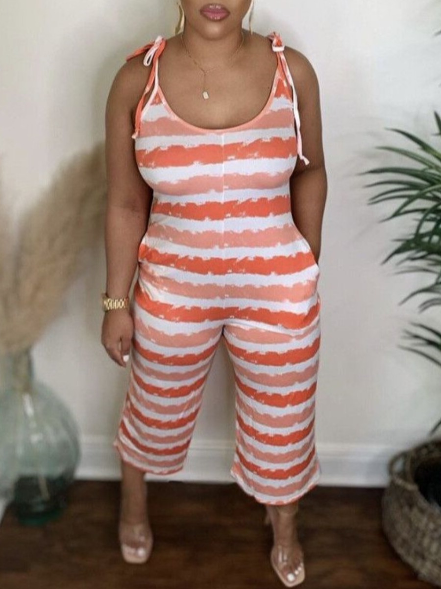 

Lovely Street Striped Bandage Design Croci One-piece Jumpsuit