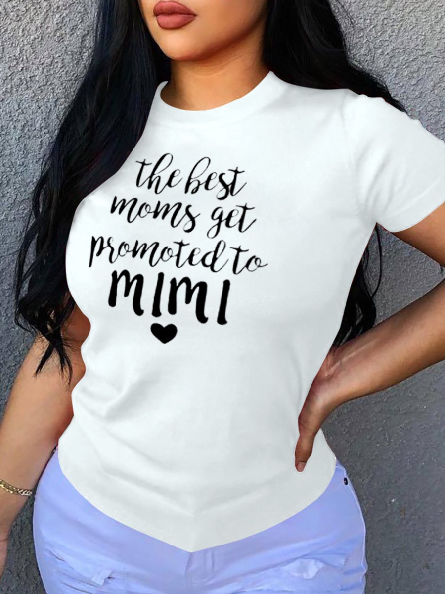

Lovely Casual Heart-shaped Letter Print White T-shirt