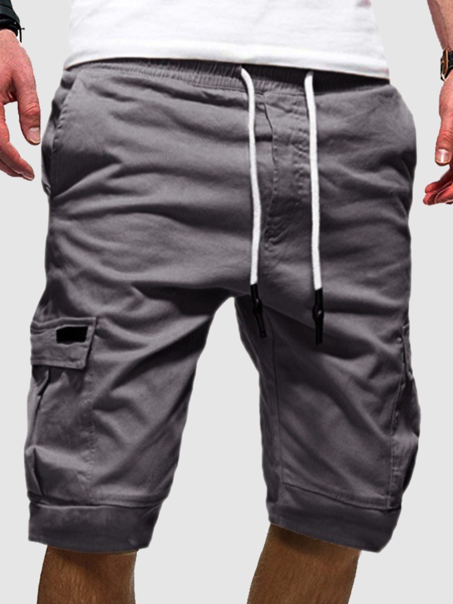 

Lovely Men Casual Drawstring Side Pocket Grey Shorts