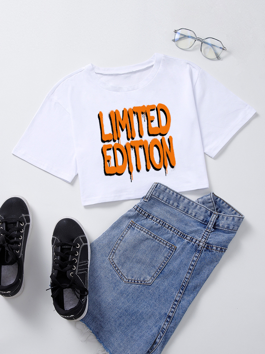 

Lovely Street O Neck Letter Print White T-shirt