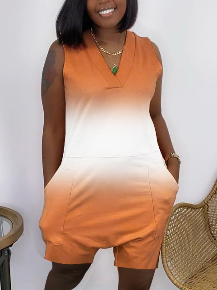 

Lovely Street V Neck Gradient Croci One-piece Romper