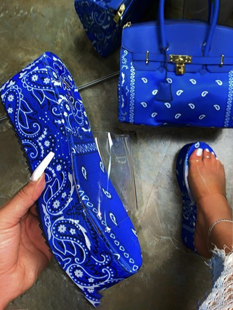 

LW Cashew Print Platform Shoes, Blue