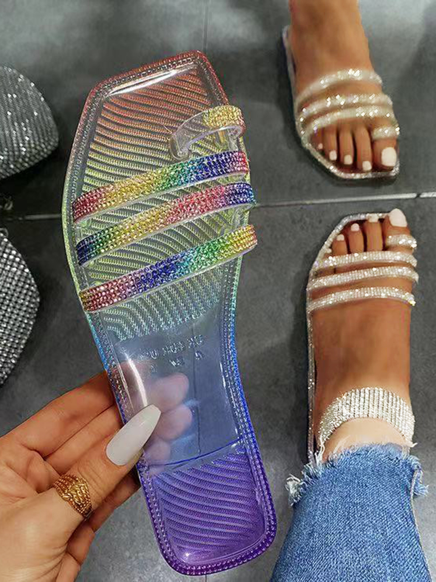 

Lovely Casual See-through Multicolor Slippers, Multi