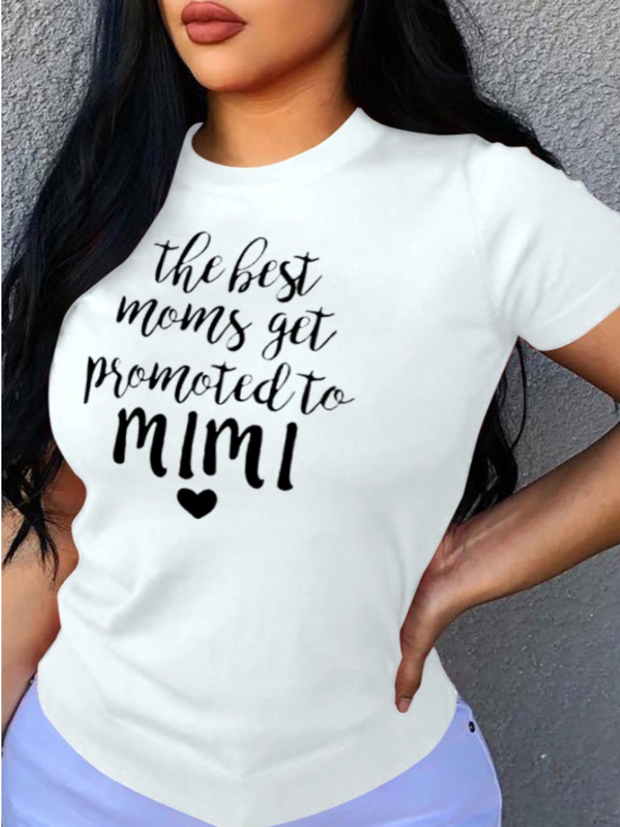 

Lovely Casual Heart-shaped Letter Print White Plus Size T-shirt