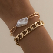 LW Casual Hollow-out Gold 2-piece Bracelet