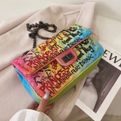 LW Street Letter Print Multicolor Shoulder Bag