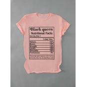 LW Plus Size Leisure O Neck Letter Print Pink T-sh