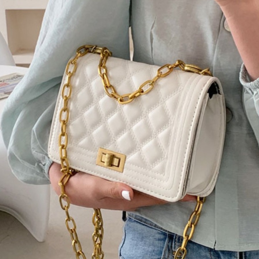 

LW Casual Chain Strap White Crossbody Bags