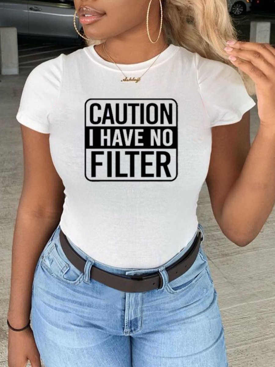 

Lovely Casual O Neck Letter Print White T-shirt