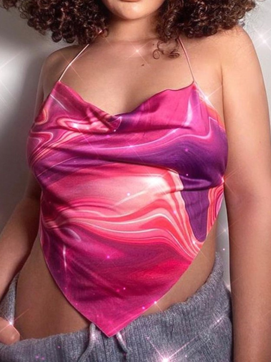 

Lovely Street Backless Tie-dye Pink Camisole