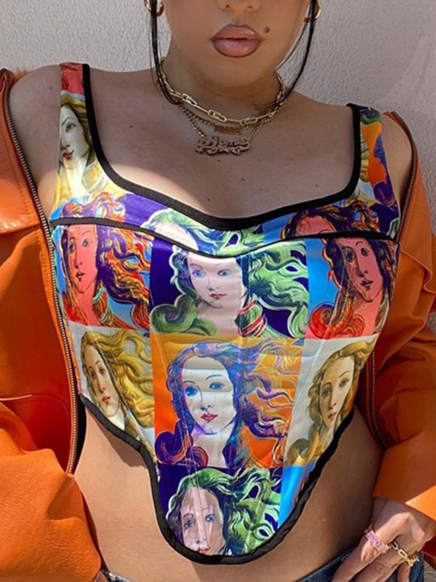 

Lovely Street Portrait Print Asymmetrical Black Camisole