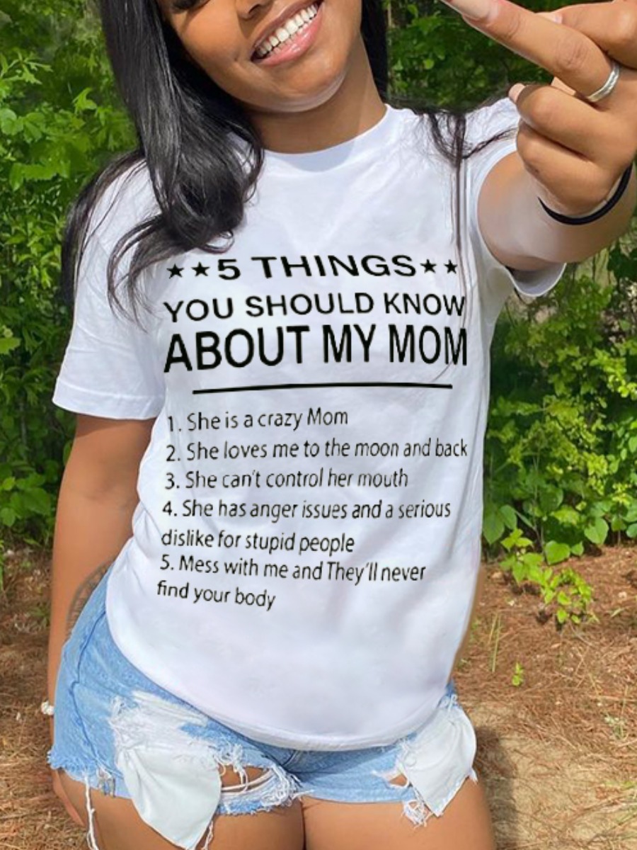 

Lovely Casual O Neck Letter Print White T-shirt