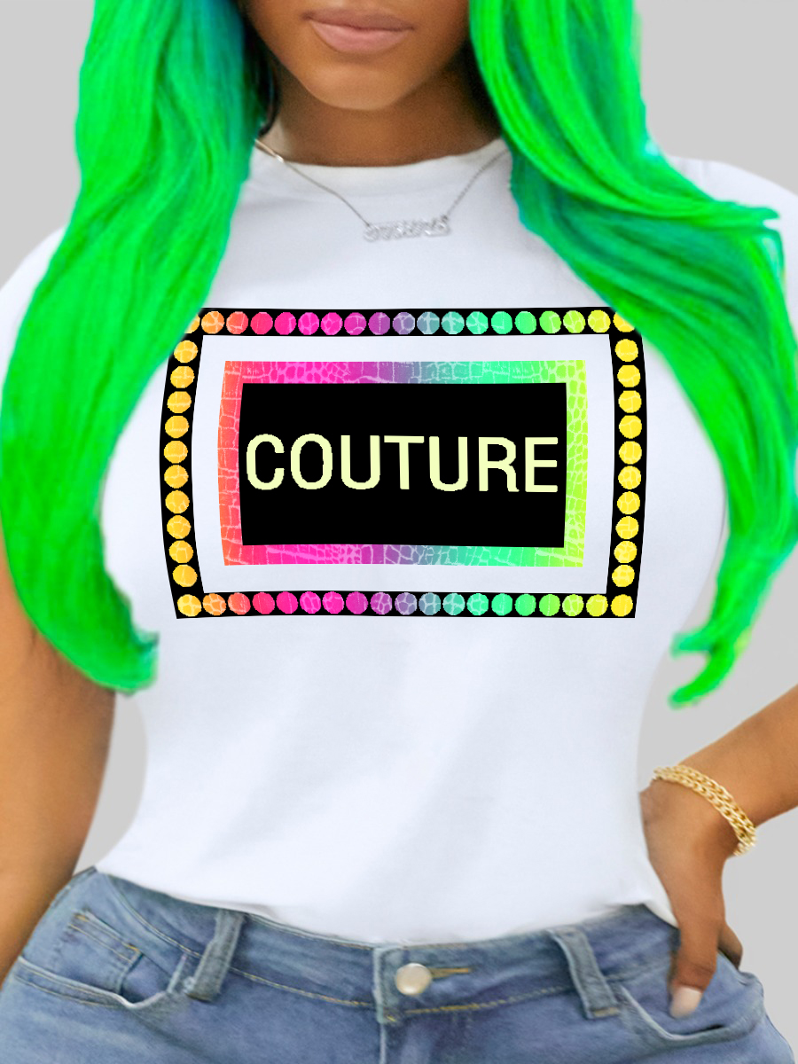 

Lovely Casual O Neck Letter Print White T-shirt