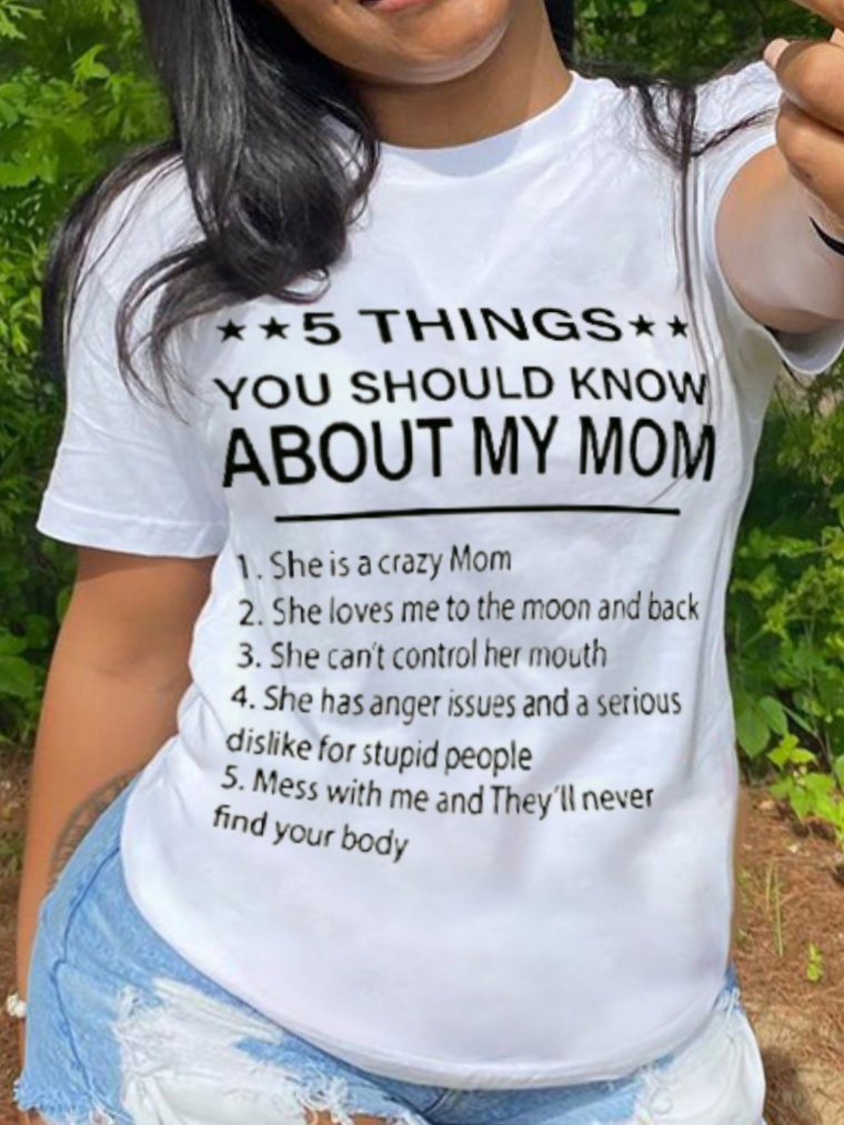 

Lovely Plus Size Casual O Neck Letter Print White T-shirt