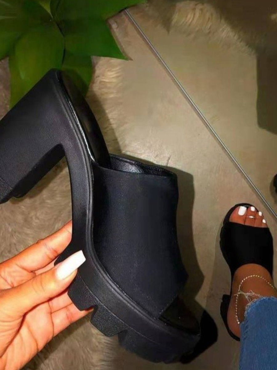 LW High Sole Black Platform Heels