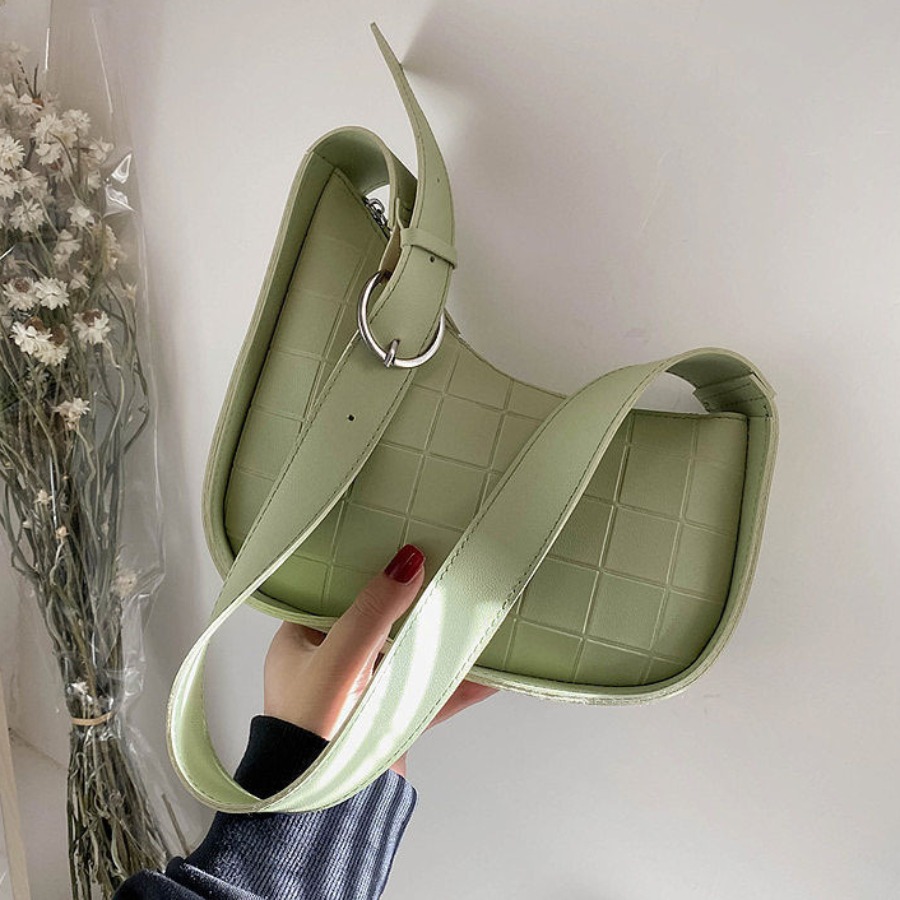 

LW Casual Plaid Pattern Green Shoulder Bag