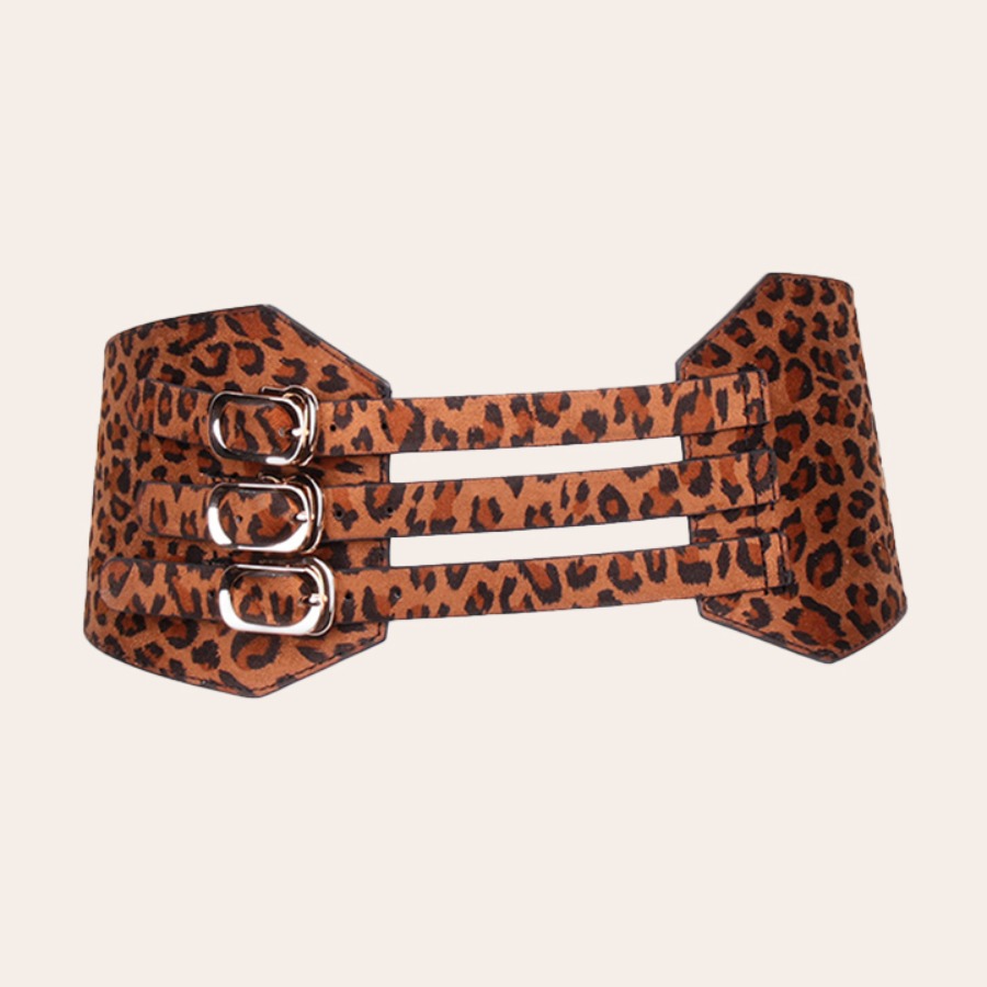 

LW 3-breasted Casual Leopard Print Belt