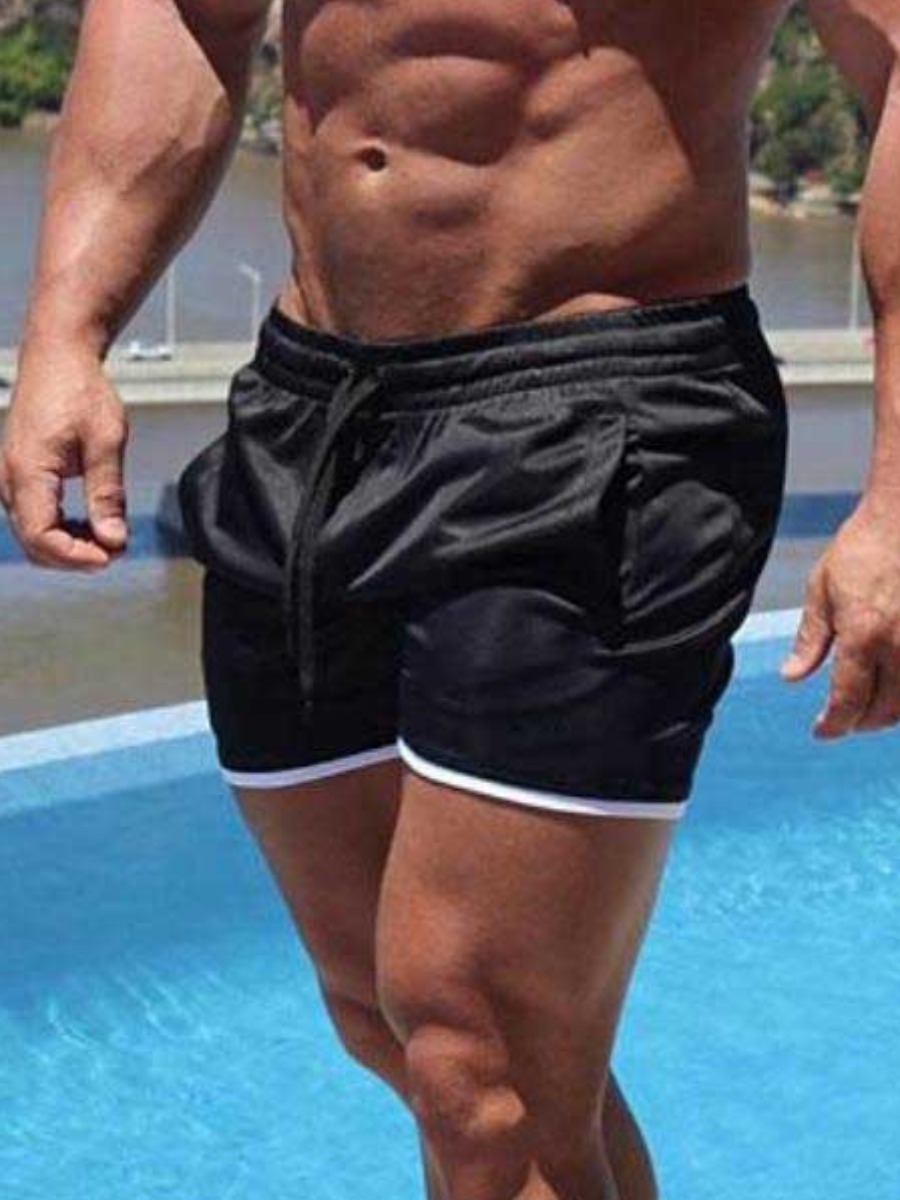 

Lovely Men Sporty Drawstring Black Active Shorts