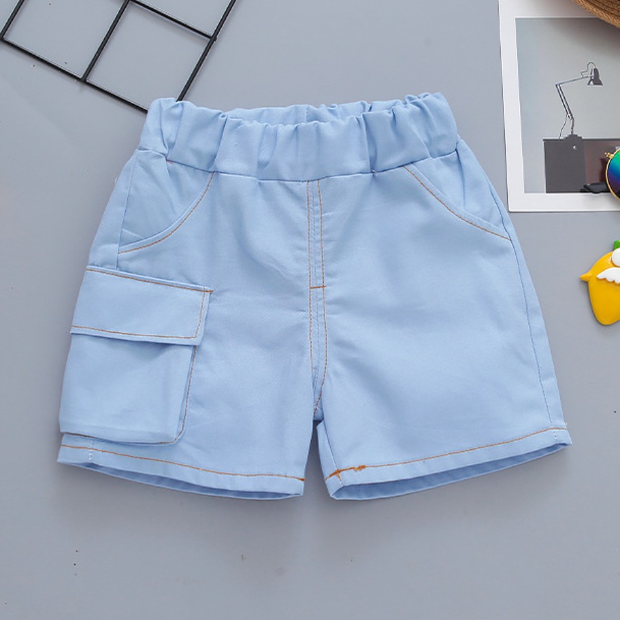 

Lovely Girl Casual Pocket Design Blue Shorts