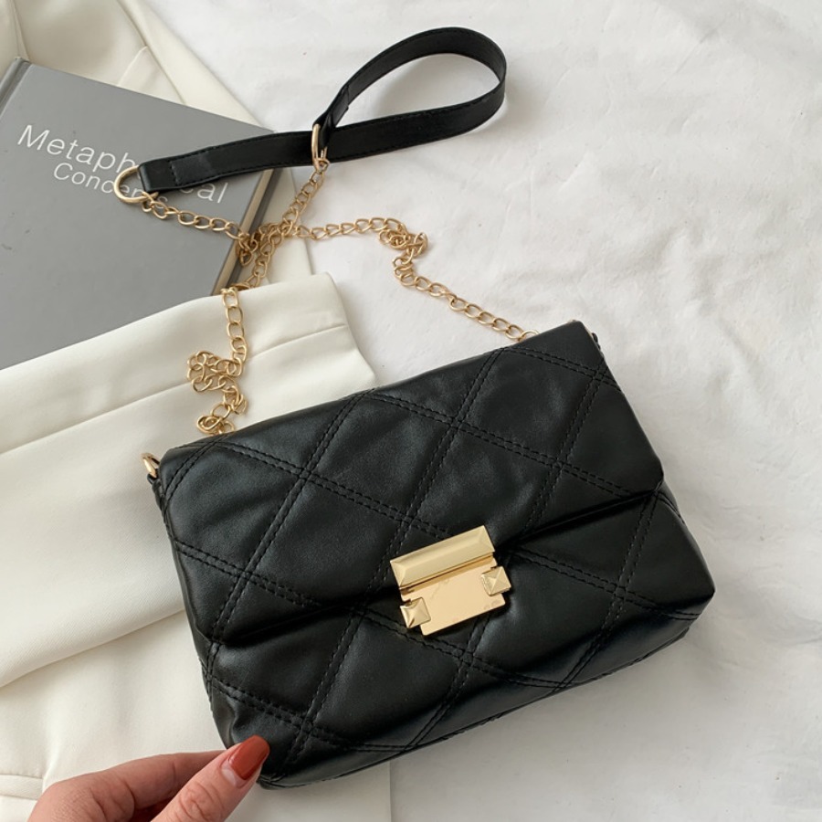 

Lovely Casual Plaid Pattern Black Shoulder Bag
