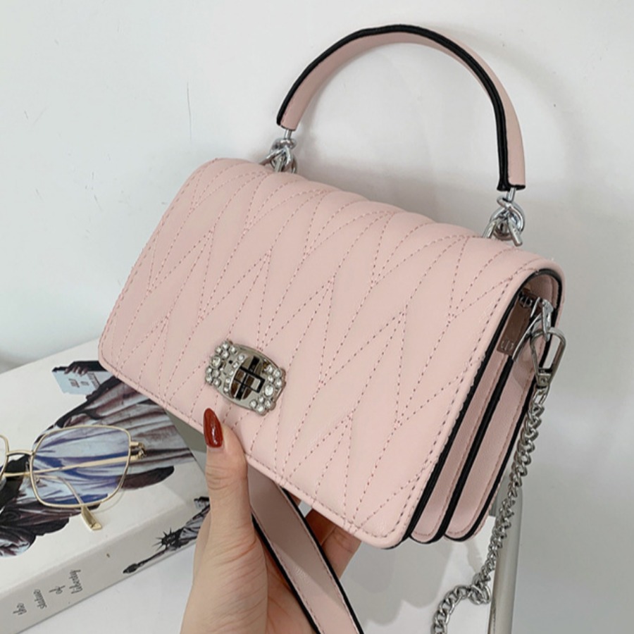 

LW Casual Geometric Decoration Pink Crossbody Bag