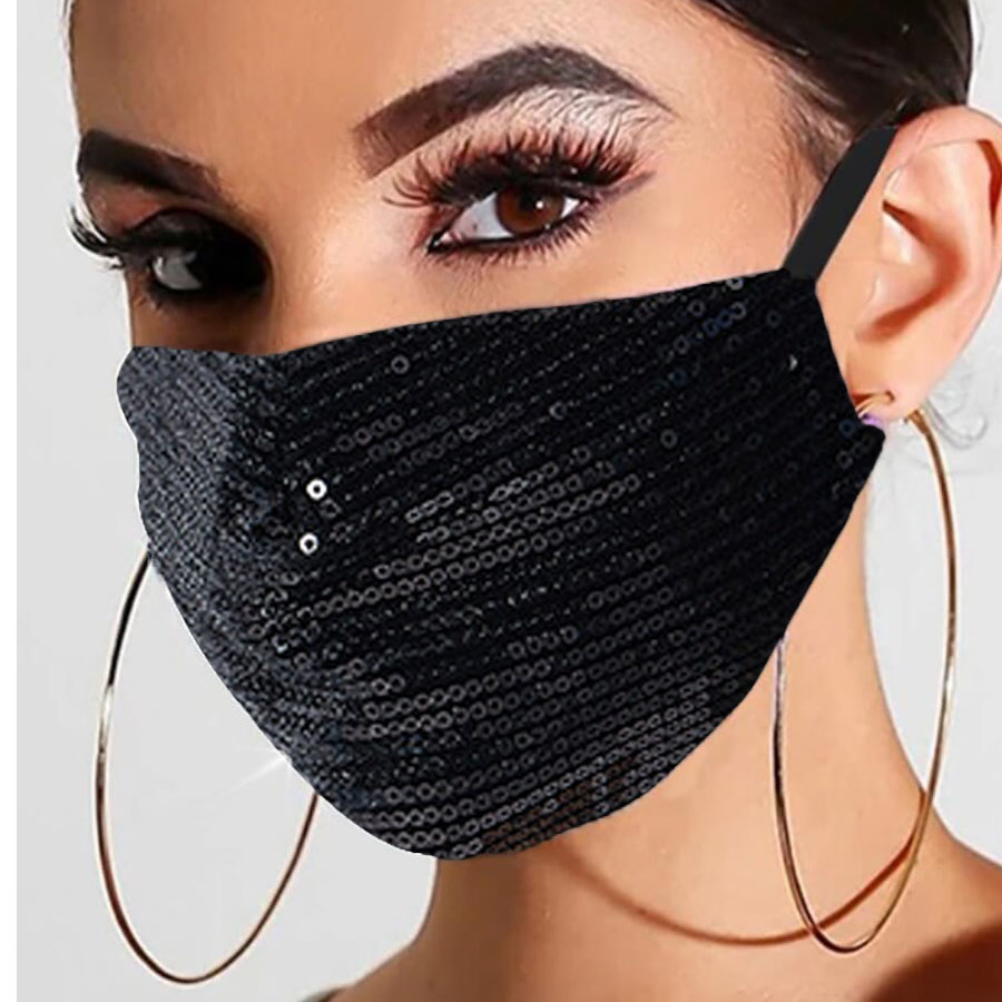 

Lovely Casual Sequined Black Face Mask