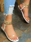 LW Casual Chain Decoration White Sandals