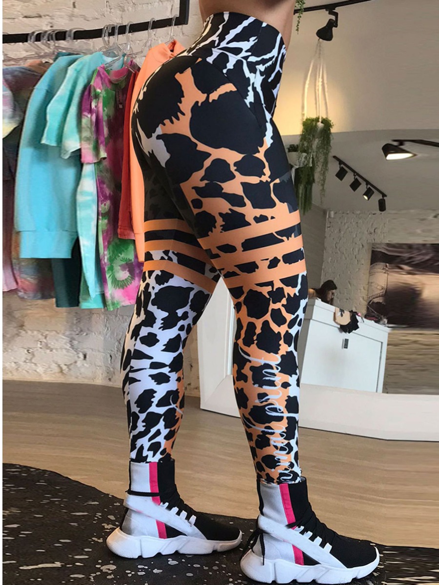 

LW Plus Size Casual High-waisted Leopard Print Pants