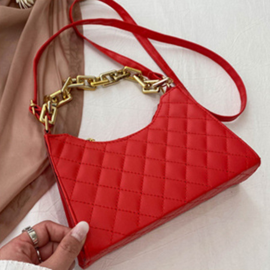 LW Casual Chain Strap Red Crossbody Bag