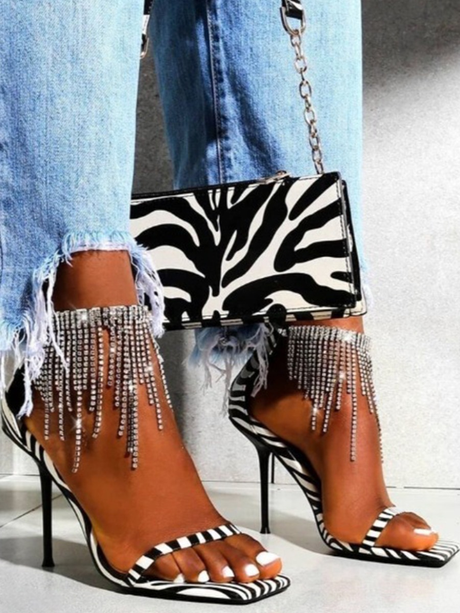 

Lovely Sexy Zebra Striped Tassel Design Pumps, Zebra stripe