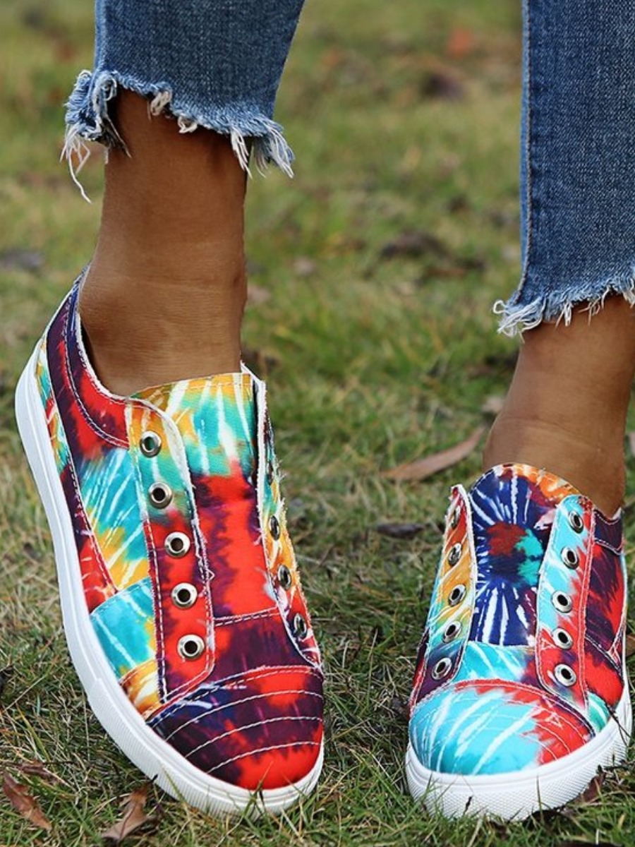 

Lovely Casual Tie-dye Multicolor Flats, Multi