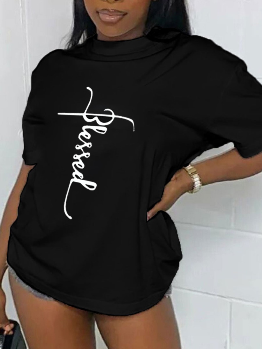 

LW Faith Drawing Letter Print Black T-shirt