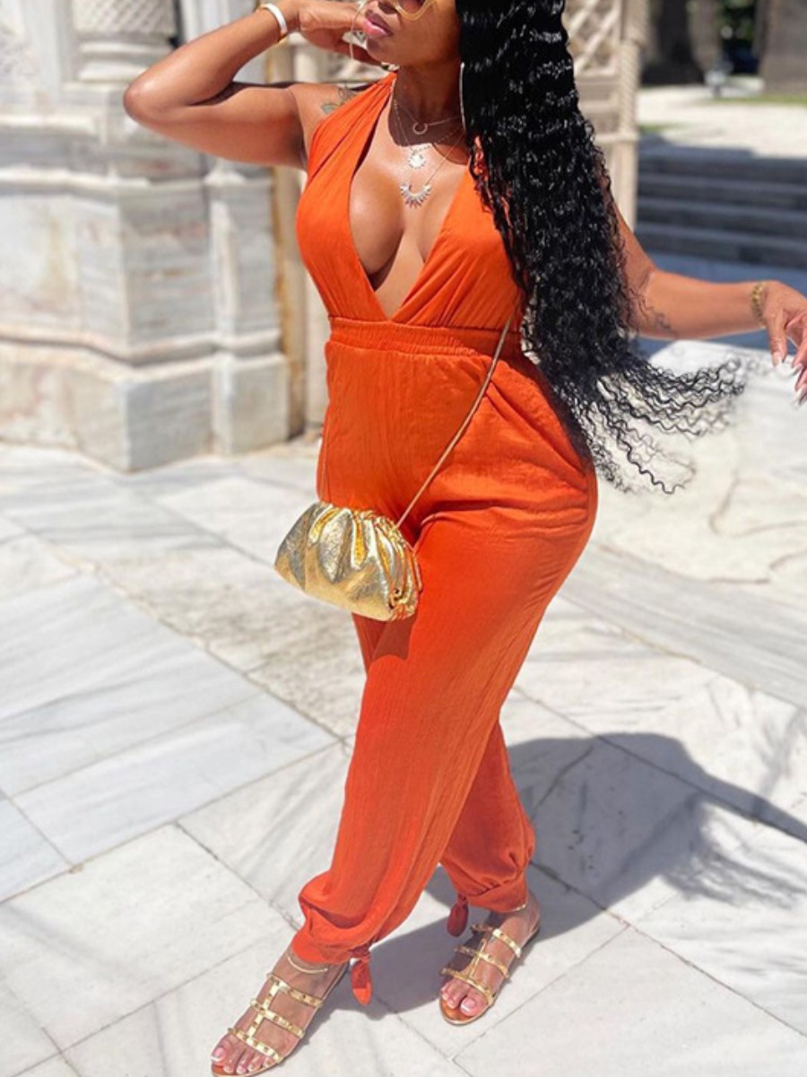 

LW SXY Backless Bandage Design Croci One-piece Jumpsuit