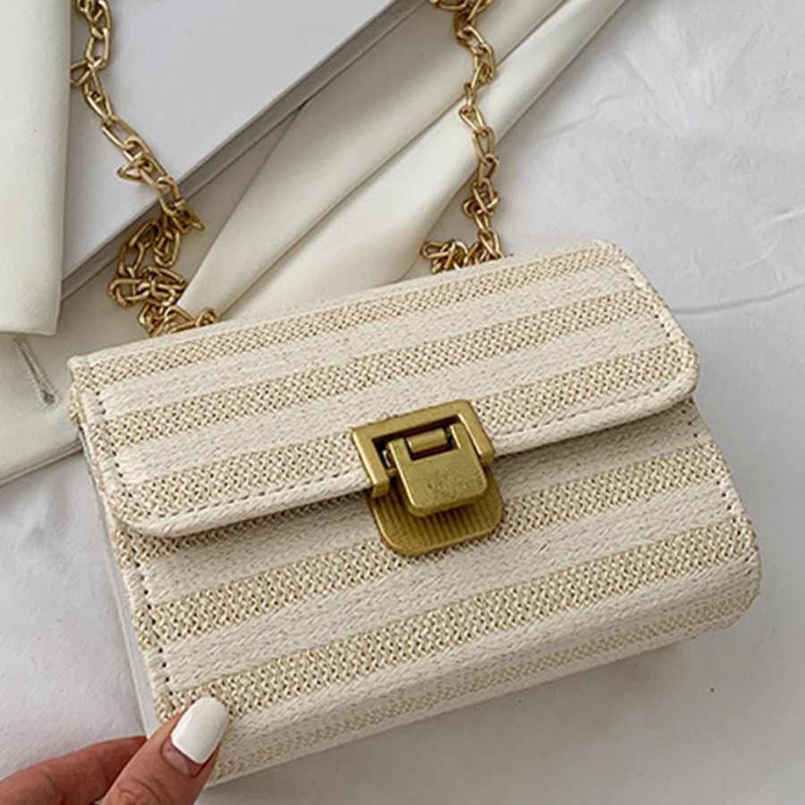 

Lovely Casual Patchwork Chain Strap White Shoulder Bag