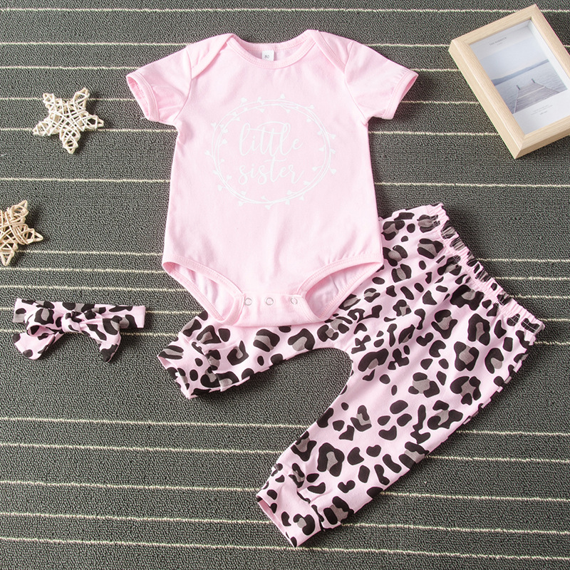 

Lovely Girl Sweet O Neck Leopard Print Pink Two Piece Pants Set