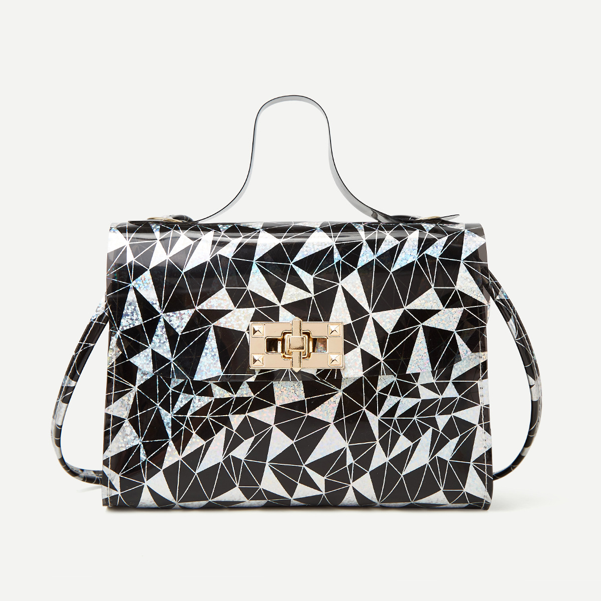 

Lovely Casual Geometric Print Black Messenger Bag