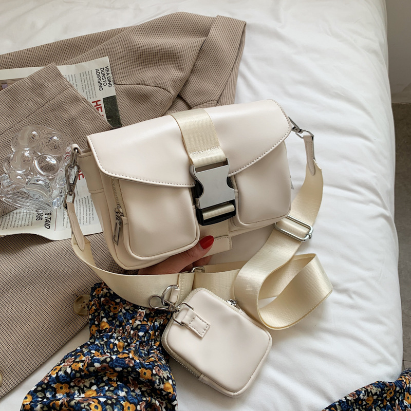 

LW Casual Buckle Design White Crossbody Bag