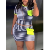 LW Plus Size Street Striped Pocket Design Black Tw