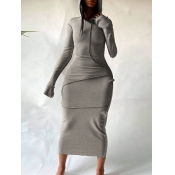 Lovely Casual Hooded Collar Basic Skinny Khaki Mid
