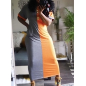 LW Casual Color-lump Patchwork Croci Ankle Length 