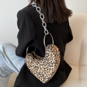 LW Casual Heart-shaped Leopard Print Shoulder Bag