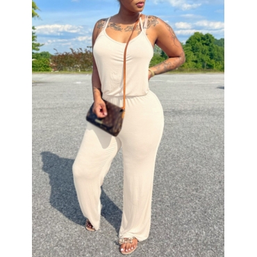 

LW Casual Spaghetti Strap Loose Fit Apricot One-piece Jumpsuit