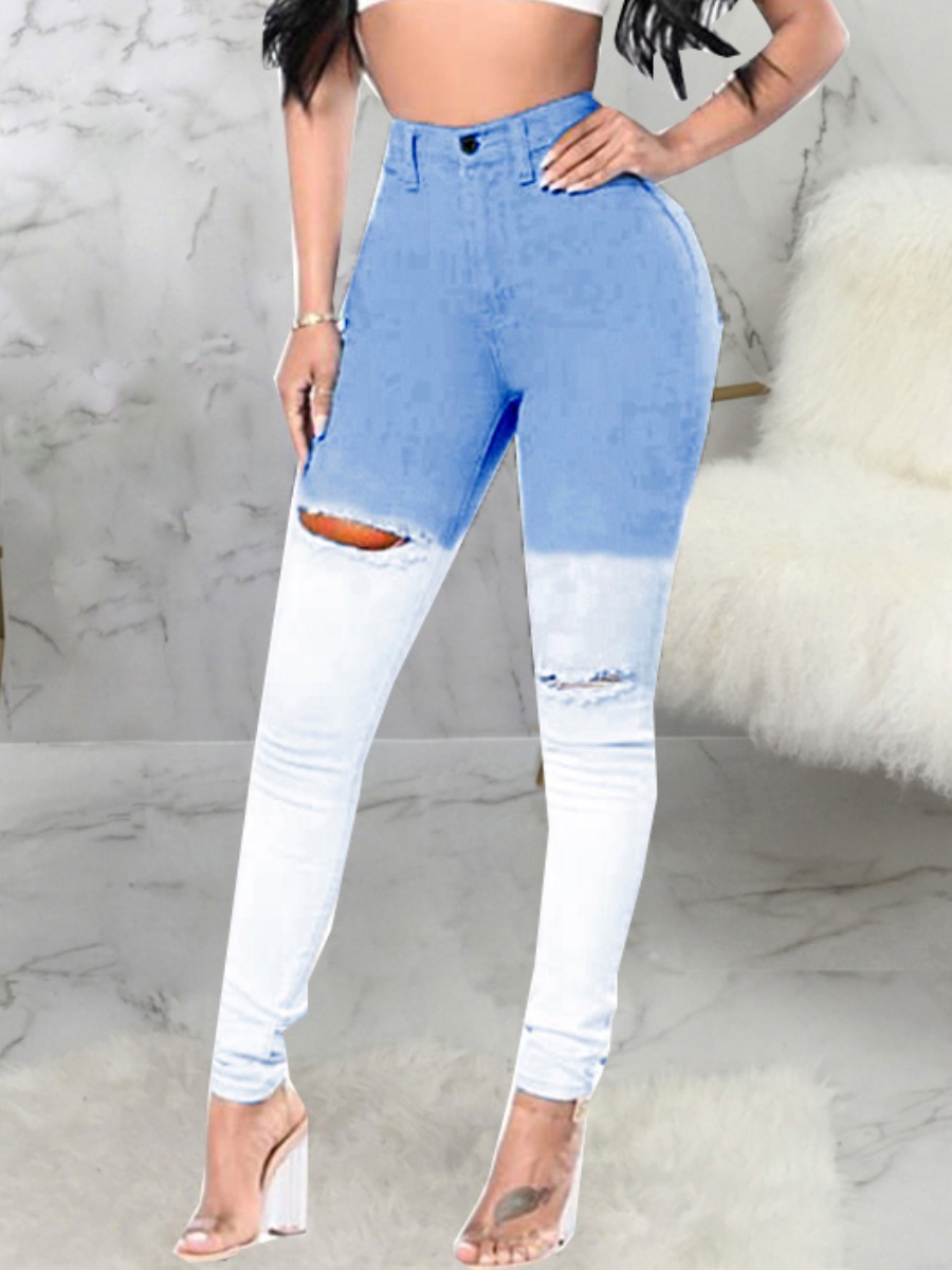 

LW Street Gradient Ripped Baby Blue Jeans