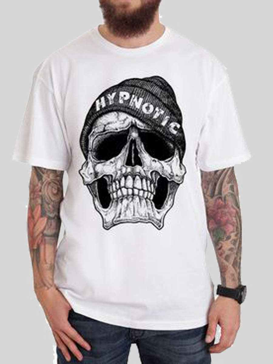 

Lovely Men Casual Skull Head Letter Print White T-shirt