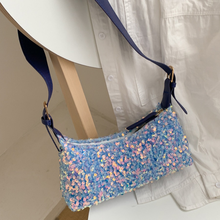 

Lovely Casual Sequined Blue Shoulder Bag