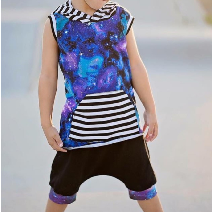 

Lovely Leisure Print Blue Boy Two-piece Shorts Set
